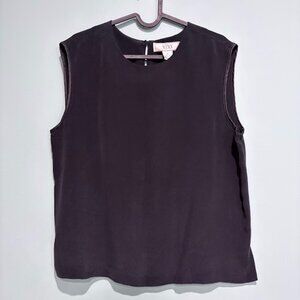 100% Silk Sleevless Blouse Dressy Work Career Preppy 90s